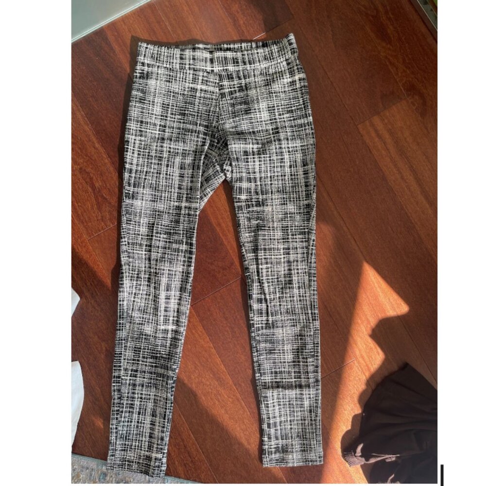 Theory Black and White Plaid Stretch Pants – Size S